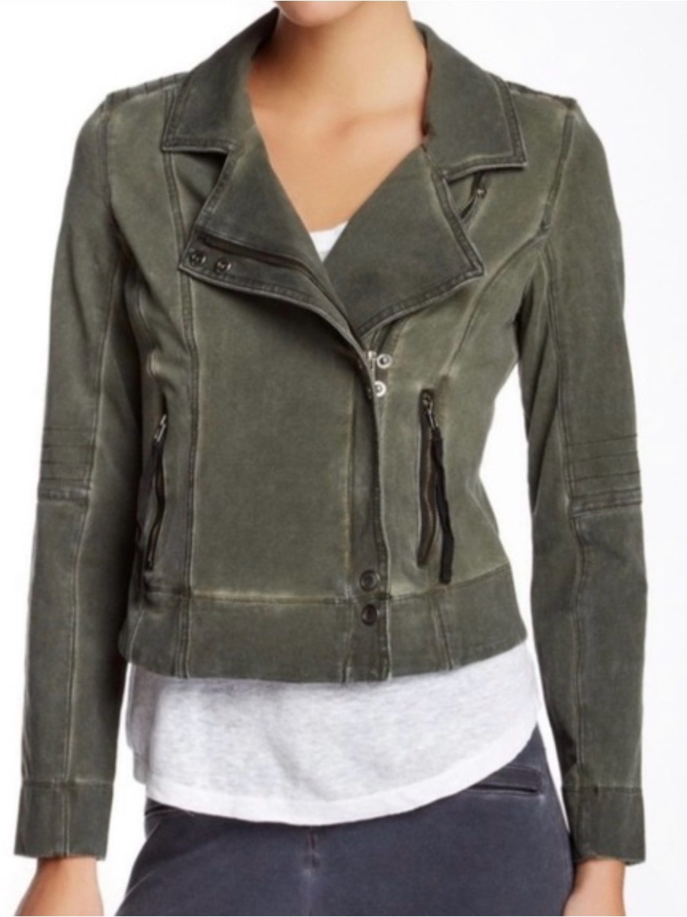 Anthropologie Marrakech Olive Green Hale Moto Jacket